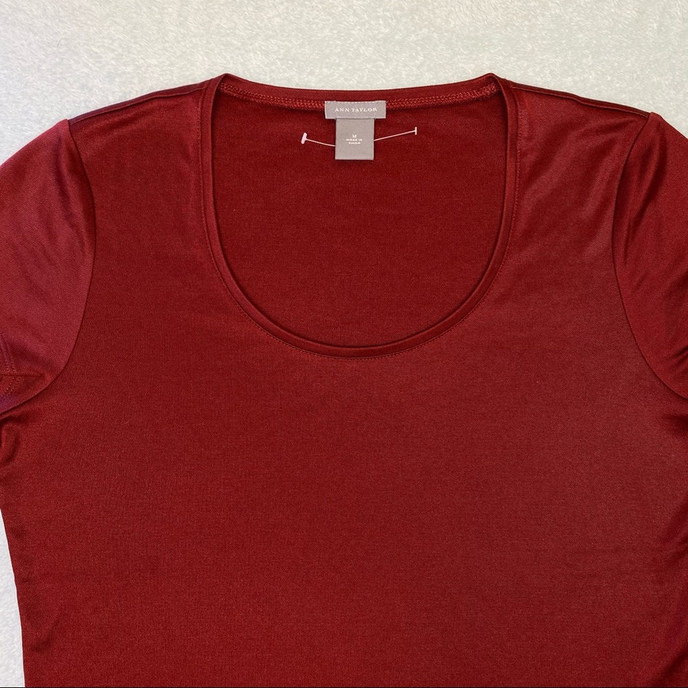 Ann Taylor Womens Short Sleeve Silk Scoop Neck Top - Picture 5 of 13